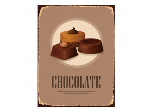 Hnědá nástěnná kovová cedule Chocolate - 25*1*33 cm