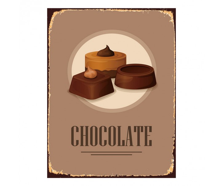 Hnědá nástěnná kovová cedule Chocolate - 25*1*33 cm Clayre & Eef