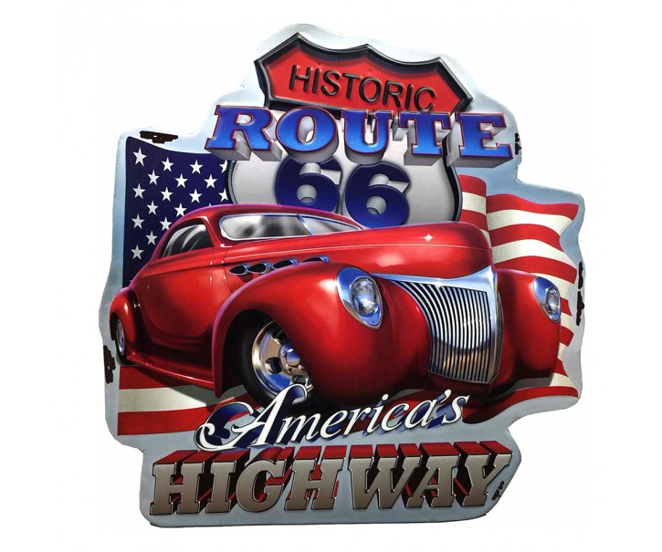 Nástěnná kovová cedule Historic Route 66 - 58*1*60 cm Clayre & Eef