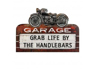 Nástěnná kovová cedule s motorkou Garage - 50*1*35 cm