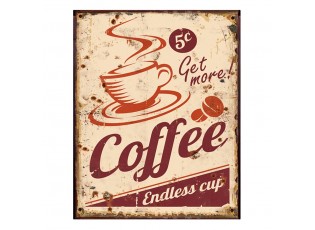 Béžová nástěnná kovová cedule Coffee - 20*1*25 cm