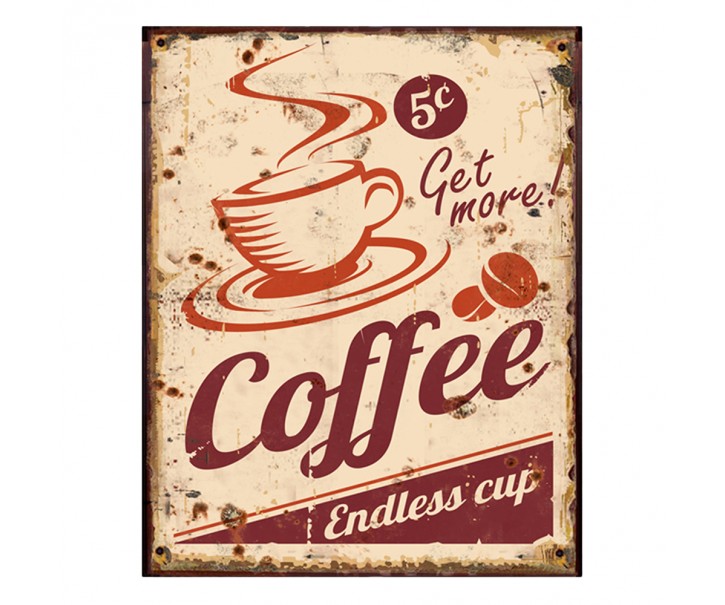 Béžová nástěnná kovová cedule Coffee - 20*1*25 cm Clayre & Eef