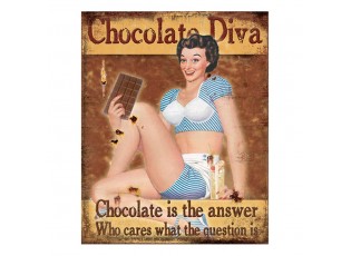 Hnědá nástěnná cedule Chocolate Diva - 20*1*25 cm