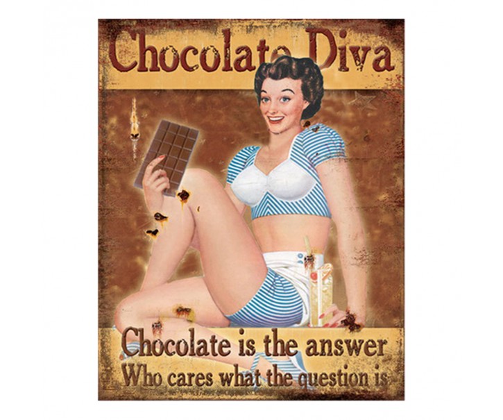 Hnědá nástěnná cedule Chocolate Diva - 20*1*25 cm Clayre & Eef