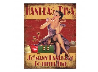 Červená nástěnná cedule Handbag Diva - 20*1*25 cm