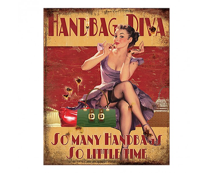 Červená nástěnná cedule Handbag Diva - 20*1*25 cm Clayre & Eef