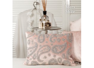 Růžový sametový polštář s ornamenty Paisley blush pink - 45*15*35cm