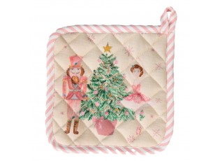 Béžová chňapka - podložka s Louskáčkem a baletkou Pastel Nutcracker - 20*20 cm