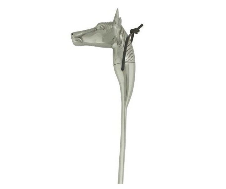 Stříbrná kovová obouvací lžíce s hlavou koně Horse - 52*5*1cm Mars & More 