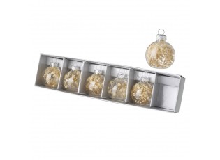 Set 6ks závěsná skleněná ozdoba se suchými květy uvnitř - Ø 4cm