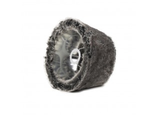 Šedé chlupaté stínidlo Wolf grey - Ø25*Ø18*16 cm
