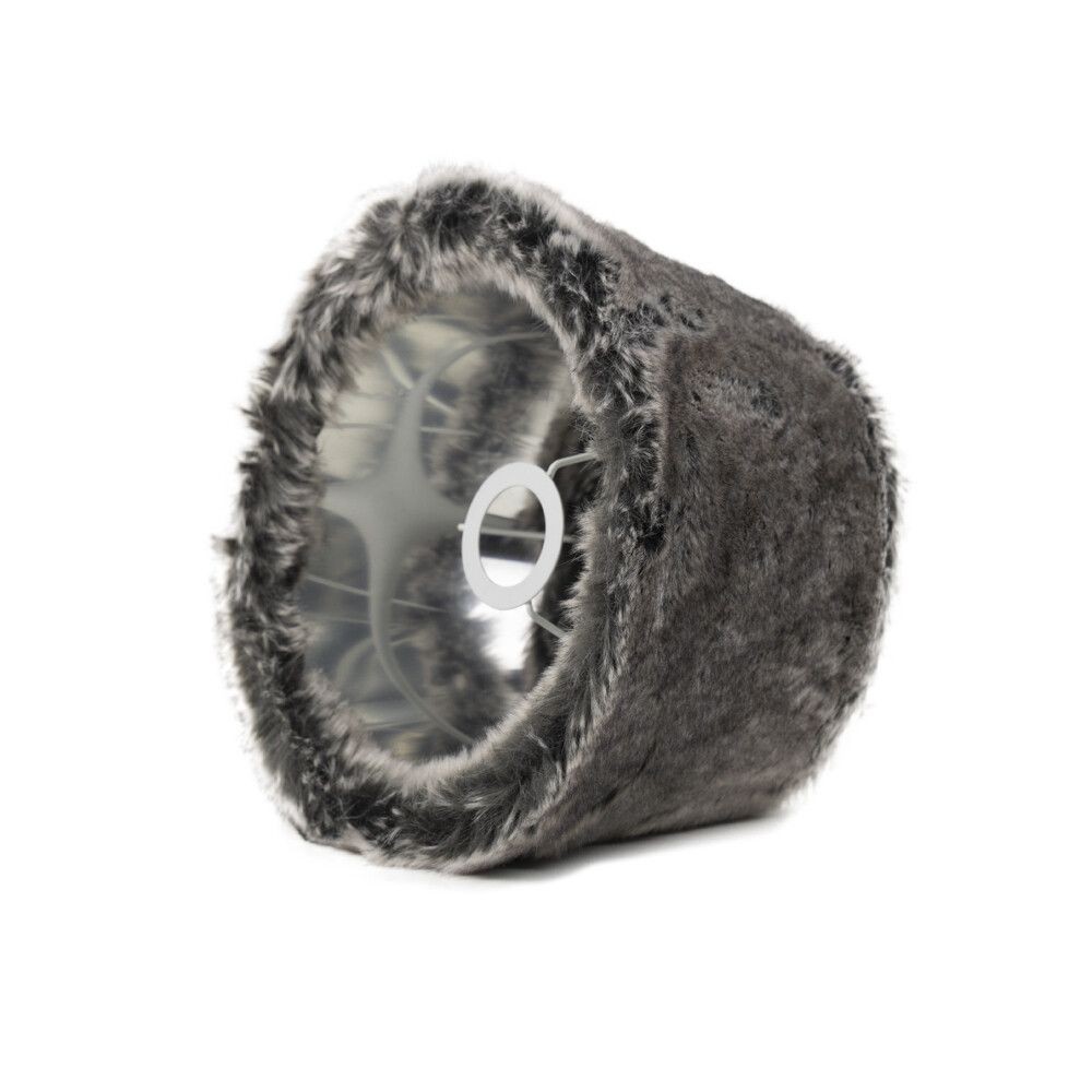 Šedé chlupaté stínidlo Wolf grey - Ø25*Ø18*16 cm Mars & More Šedé chlupaté stínidlo Wolf grey - Ø25*Ø18*16 cm Mars & More