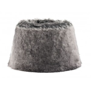 Šedé chlupaté stínidlo Wolf grey - Ø25*Ø18*16 cm