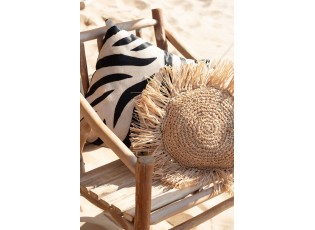 Černo-bílý kožený polštář s výplní Zebra - 44*10*44cm