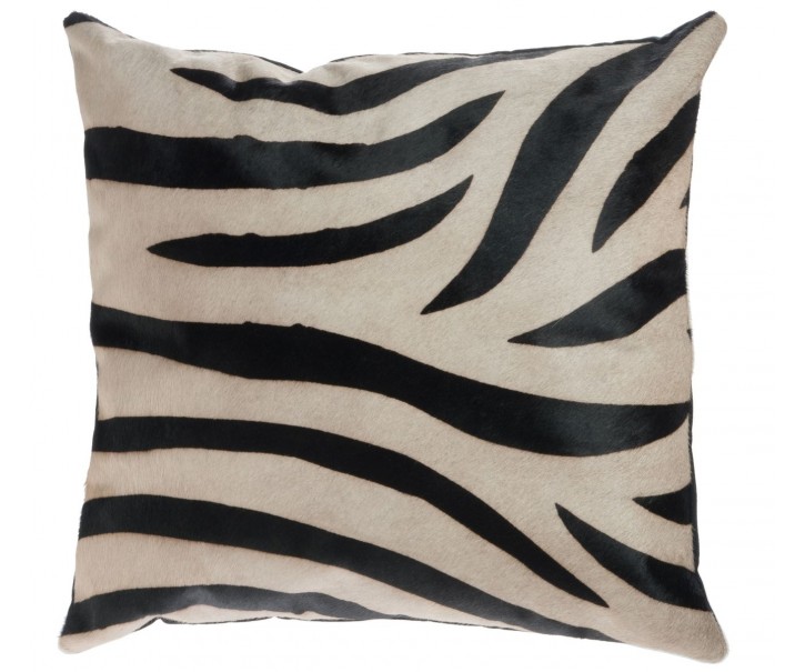 Černo-bílý kožený polštář s výplní Zebra - 44*14*43cm J-Line by Jolipa