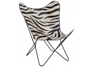 Bílo-černé kožené salónní křeslo Zebra - 75*87*86 cm