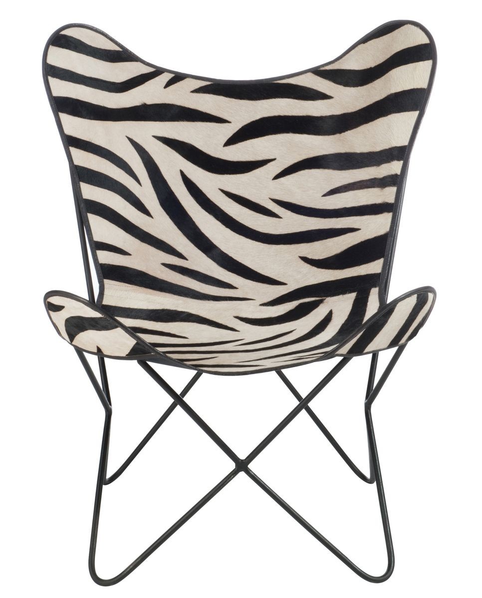 Bílo-černé kožené salónní křeslo Zebra - 75*87*86 cm J-Line by Jolipa Bílo-černé kožené salónní křeslo Zebra - 75*87*86 cm J-Line by Jolipa