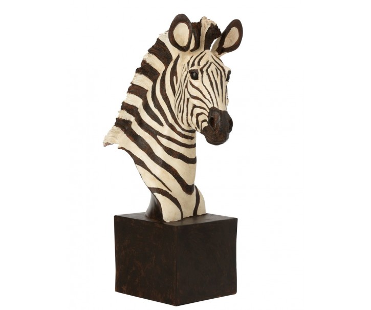 Bílo-černá antik dekorace busta Zebra - 32*14*50cm J-Line by Jolipa