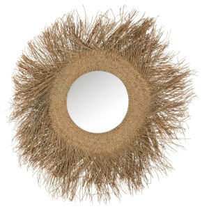 Nástěnné kulaté zrcadlo lemované rámem trávou Daan grass - Ø105*5cm