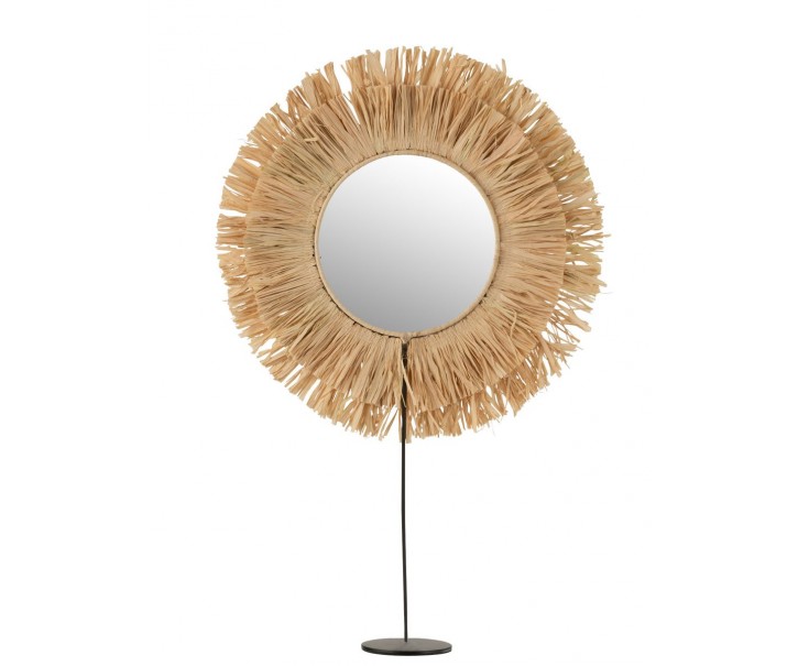 Stolní kulaté zrcadlo v rámu z přírodní trávy Raffia - 41*9*51 cm J-Line by Jolipa