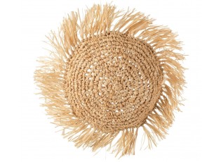 Dekorační kulatý polštářek z přírodní trávy Raffia natural - 45*15*45 cm