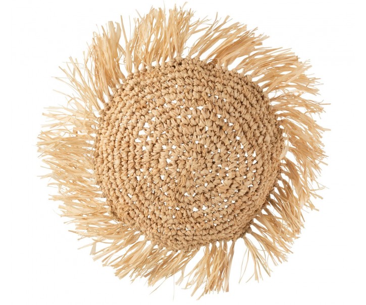 Dekorační kulatý polštářek z přírodní trávy Raffia natural - 45*15*45 cm J-Line by Jolipa