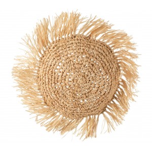 Dekorační kulatý polštářek z přírodní trávy Raffia natural - 45*15*45 cm