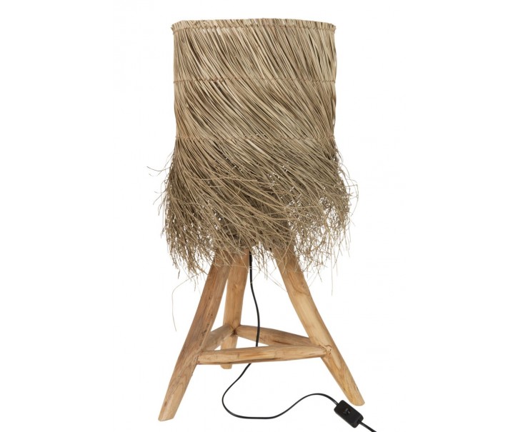 Stolní lampa z teakového dřeva a stínidlem z trávy Rafi grass - Ø 48*66 cm/ E27/ 70W J-Line by Jolipa