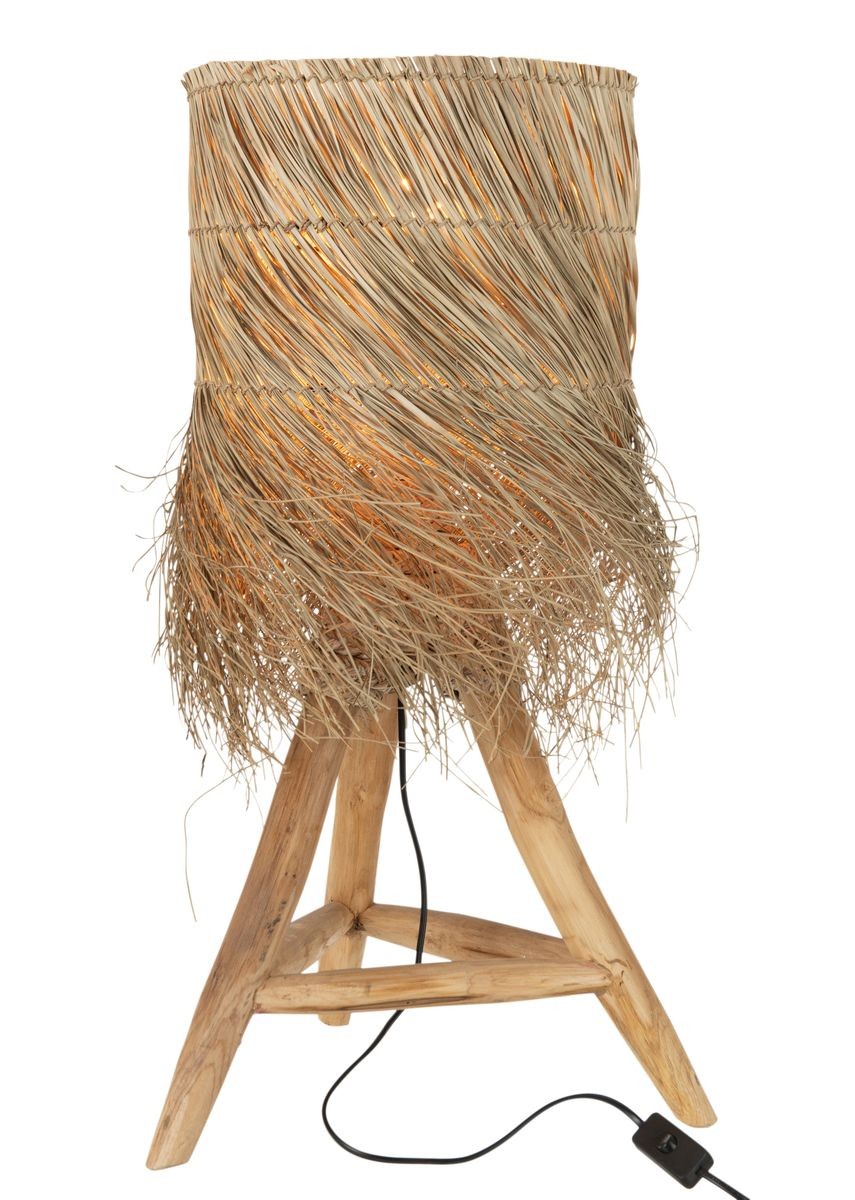 Stolní lampa z teakového dřeva a stínidlem z trávy Rafi grass - Ø 48*66 cm/ E27/ 70W J-Line by Jolipa Stolní lampa z teakového dřeva a stínidlem z trávy Rafi grass - Ø 48*66 cm/ E27/ 70W J-Line by Jolipa