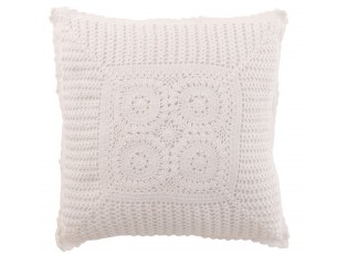 Bílý bavlněný polštář s krajkou Lace white - 43*10*43cm