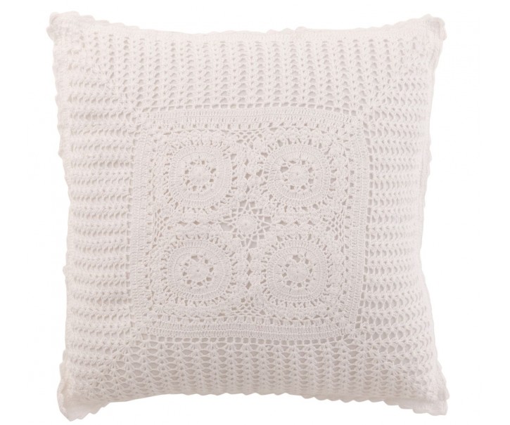 Bílý bavlněný polštář s krajkou Lace white - 43*10*43cm J-Line by Jolipa