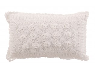 Bílý bavlněný polštář s krajkou Lace white - 50*10*30cm