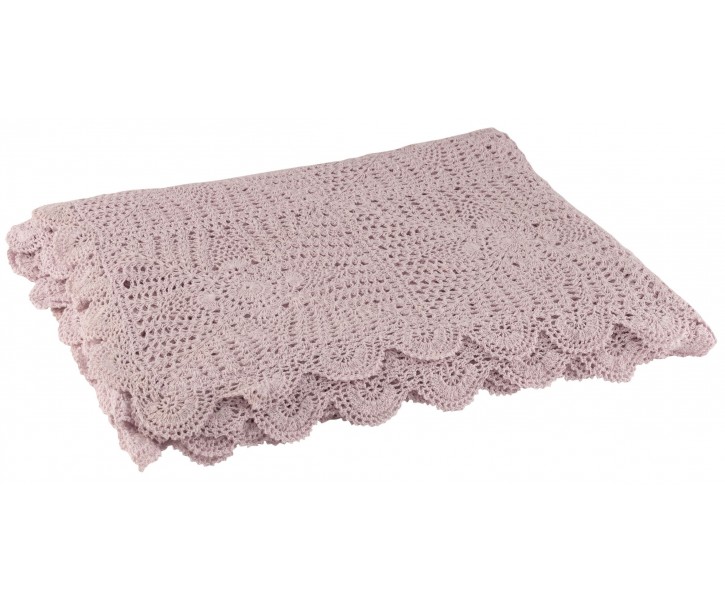 Fialkový bavlněný krajkový ubrus Lace violet - 200*135cm J-Line by Jolipa