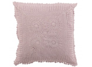 Fialkový bavlněný polštář s krajkou Lace violet - 42*12*42cm