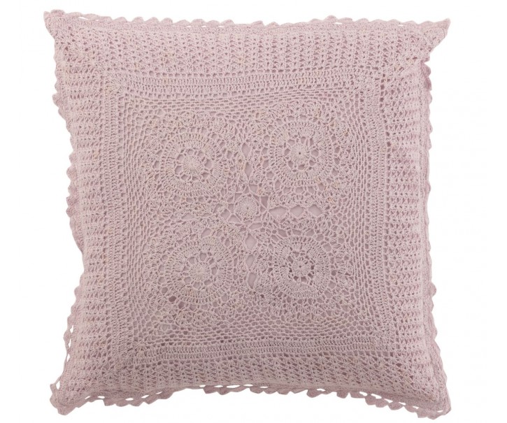Fialkový bavlněný polštář s krajkou Lace violet - 42*12*42cm J-Line by Jolipa