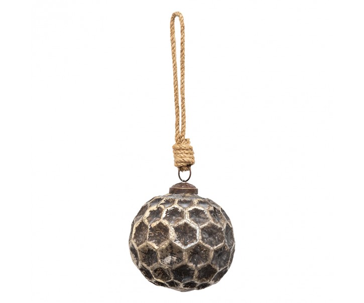 Měděná antik skleněná ozdoba Hexagon Copper M - Ø 10*10 cm Clayre & Eef