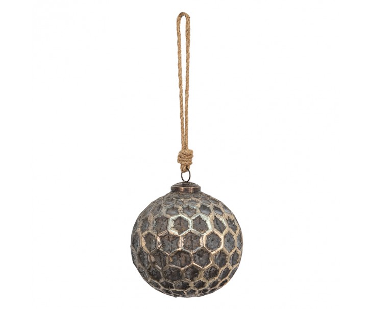 Měděná antik skleněná ozdoba Hexagon Copper L - Ø 12*12 cm Clayre & Eef