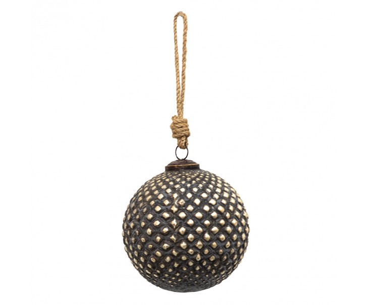 Zlato-hnědá antik skleněná ozdoba koule - Ø 11*11 cm Clayre & Eef