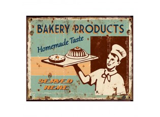 Zelená nástěnná kovová cedule Bakery Products - 25*1*20 cm