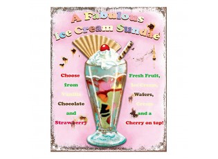 Růžová nástěnná kovová cedule Ice Cream - 20*1*25 cm
