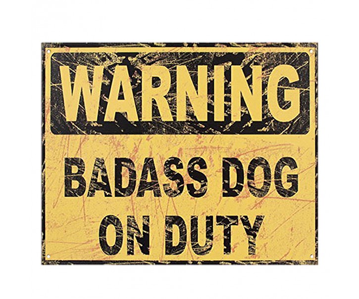 Žlutá nástěnná kovová cedule Warning - 25*1*20 cm Clayre & Eef