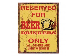 Žlutá nástěnná kovová cedule Beer - 20*1*25 cm
