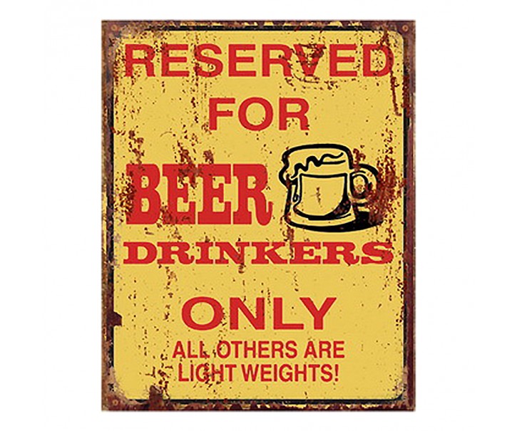 Žlutá nástěnná kovová cedule Beer - 20*1*25 cm Clayre & Eef