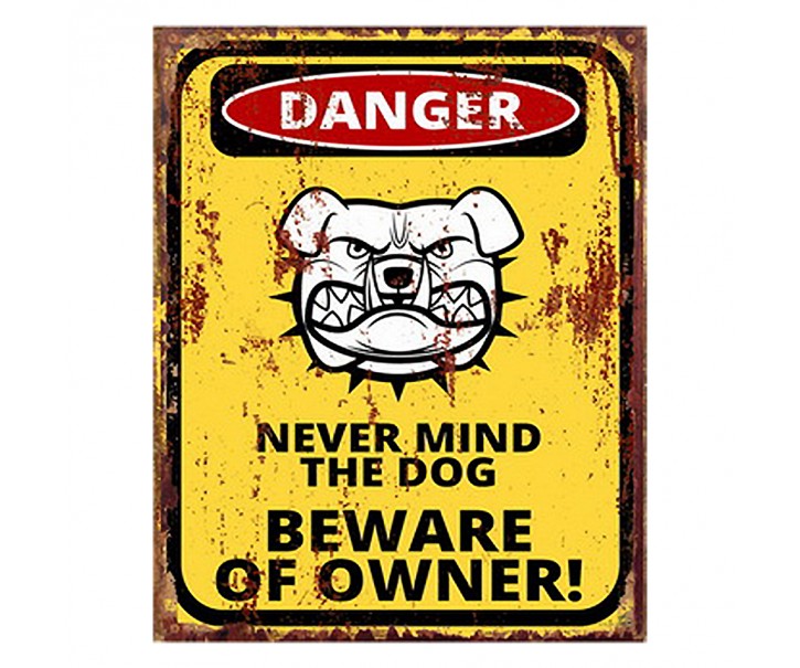 Žlutá nástěnná kovová cedule Danger - 20*1*25 cm Clayre & Eef