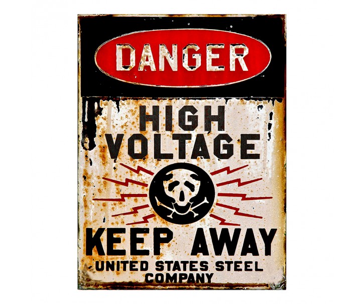 Nástěnná kovová cedule Danger - 25*1*33 cm Clayre & Eef