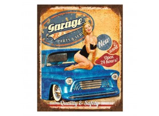 Žlutá nástěnná kovová cedule Garage - 20*1*25 cm