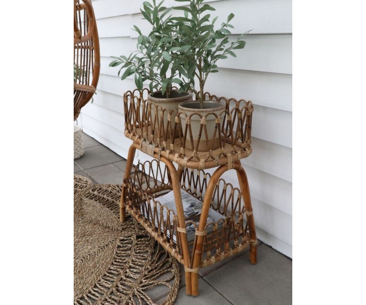 Ratanový antik stolek s dekorační obrubou Braide - 52*26*60cm Chic Antique