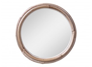 Hnědé antik kulaté nástěnné zrcadlo s bambusovým rámem Bamboo - Ø 24*2 cm