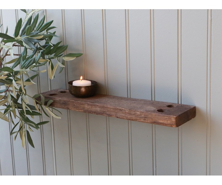Hnědá dřevěná retro nástěnná polička Grimaud - 50*10*3cm Chic Antique