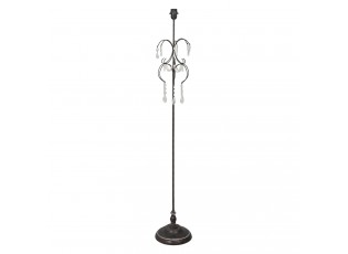 Hnědá kovová antik stojací lampa s kamínky Inia - Ø 24*147 cm/ E27 /MAX 60W